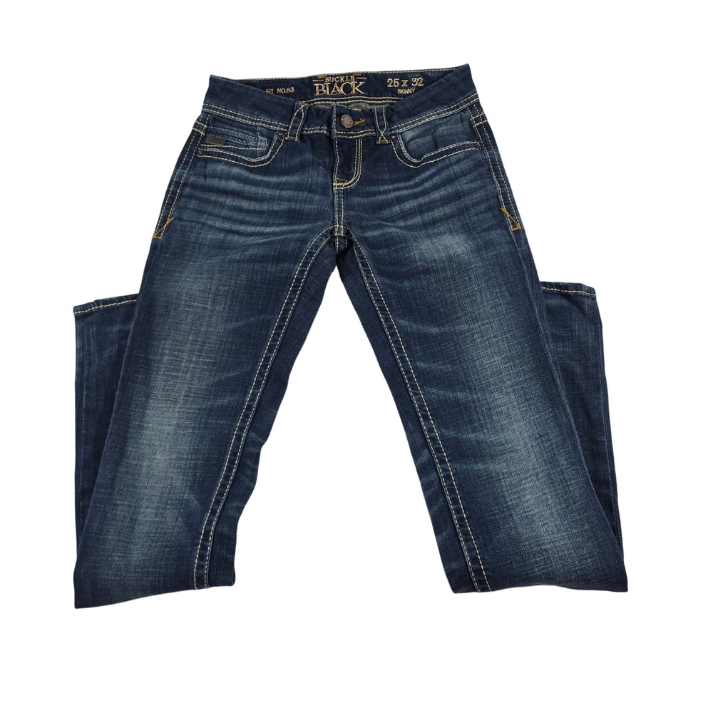 Buckle Black Fit‎ No. 53 Skinny Jeans Dark Wash Low Rise 25 x 32 Stretch Denim